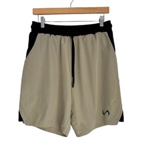 TLF Men’s Redefine Impossible Athletic Training Gym Workout Shorts In Tan Kaki